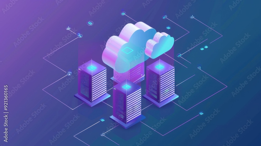 3d concept of big data cloud storage 3d concept of big data cloud storage