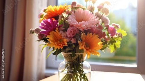 Wallpaper Mural Vibrant Bouquet of Flowers in a Glass Vase Torontodigital.ca