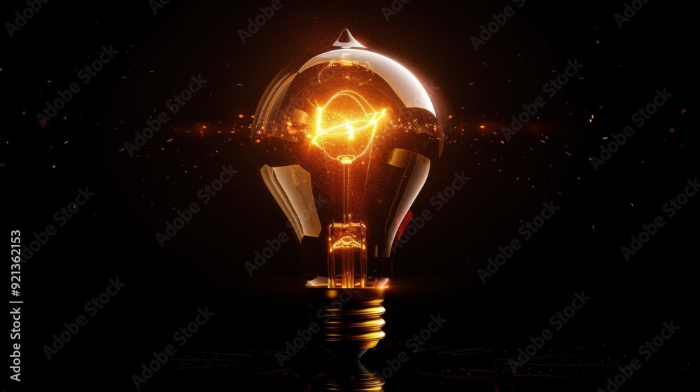 light bulb with glowing lines on dark background, concept of innovation and idea in technology business. light bulb with glowing lines on dark background, concept of innovation and idea in technology business.