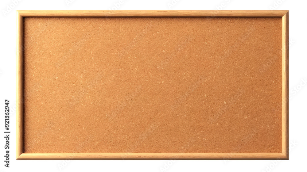 Fototapeta premium Brown cork board with isolated wooden frame on transparent and white background. PNG