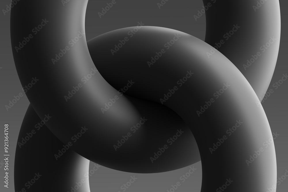 Abstract black rings intertwined in a smooth, minimalist design against a gradient background