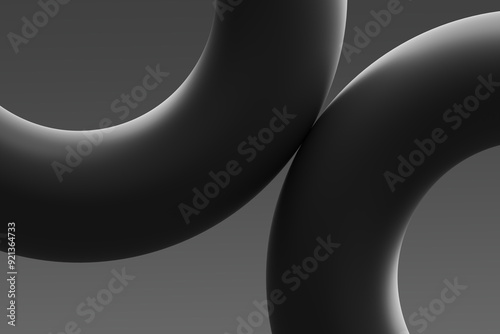 Obraz na płótnie Abstract black curved shapes intersecting against a gradient gray background w salonie