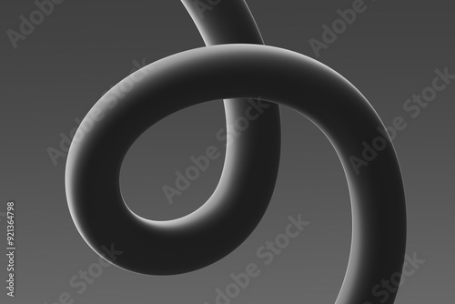 Curved black sculpture against a smooth gradient backdrop showcasing elegant flowing lines