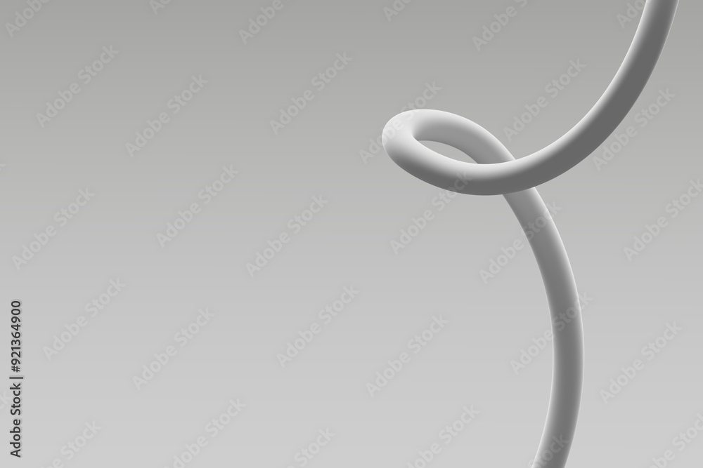 Abstract white sculpture with a twisted form against a minimalist gray background