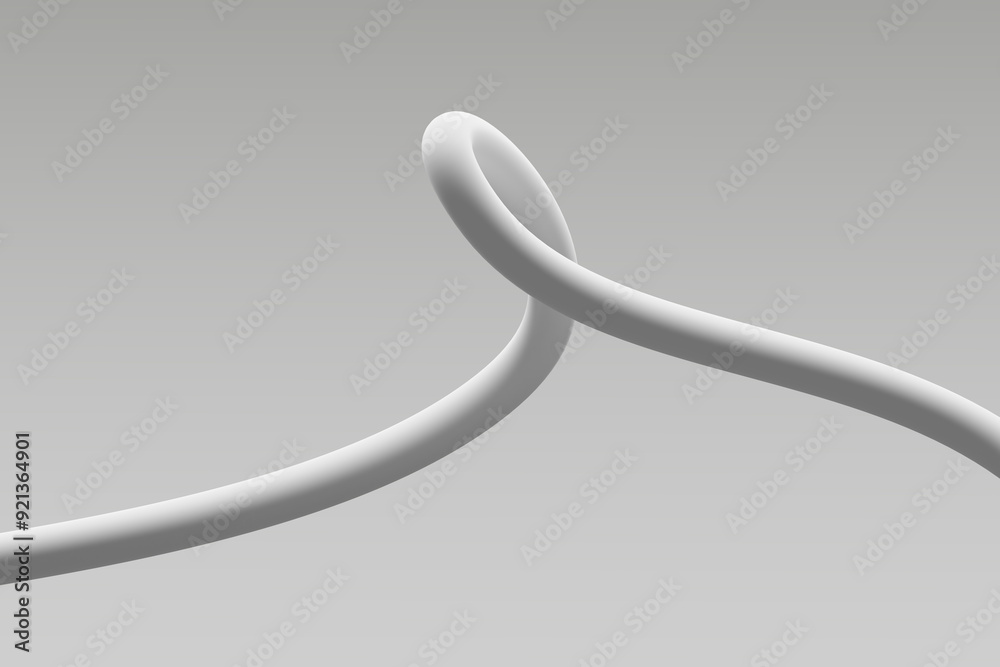 Abstract representation of a twisted white rope against a gray background