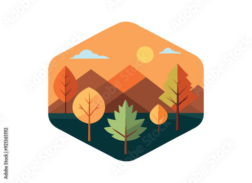 Autumn Hillside – Minimalist Landscape Illustration