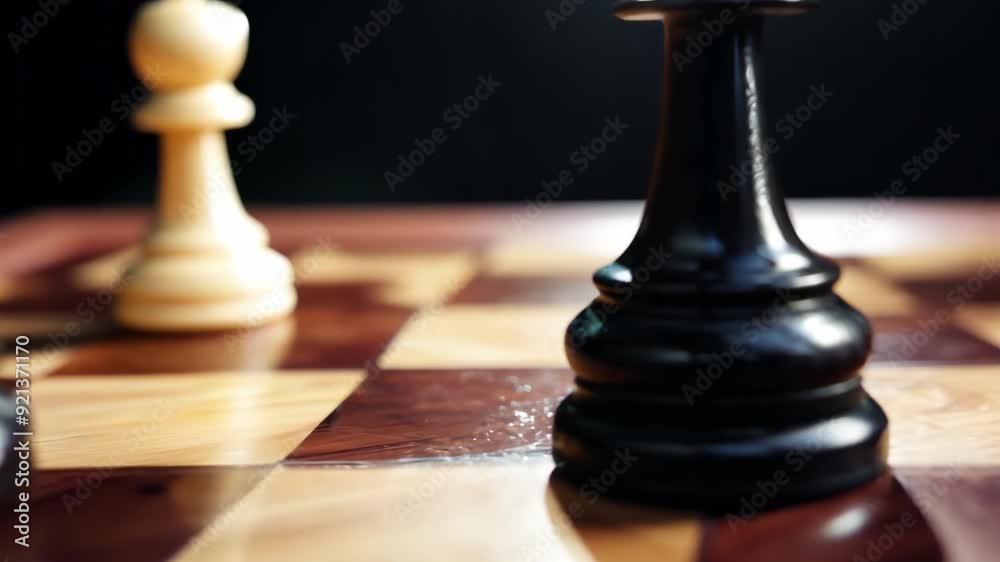 A close-up of a chessboard with a black chess piece, symbolizing strategy and competition in the game. A close-up of a chessboard with a black chess piece, symbolizing strategy and competition in the game.