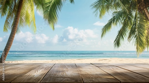 Tranquil Beach Scene with Palm Trees