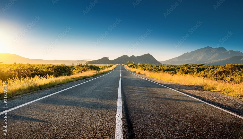Open Road- A long, empty road stretching into the distance, offering space for text or travel-related products, symbolizing adventure and exploration Open Road- A long, empty road stretching into the distance, offering space for text or travel-related products, symbolizing adventure and exploration