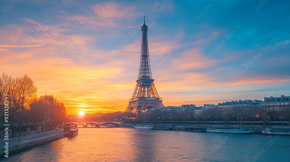 Fototapeta premium Sunset over the Eiffel Tower