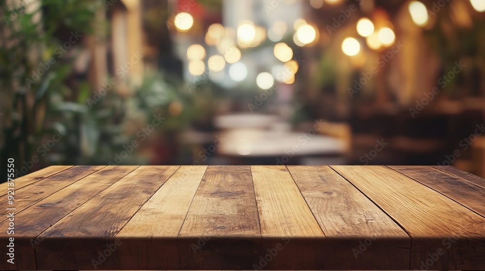 Rustic Wooden Table with Blurred Background Rustic Wooden Table with Blurred Background