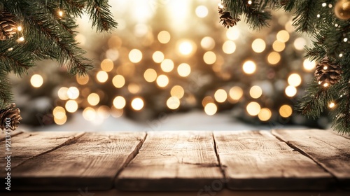 Festive Holiday Background with Bokeh Lights