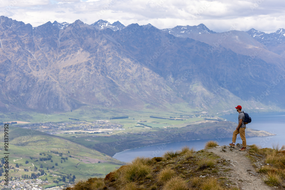 Hiking above Queenstown New Zealand mountains Hiking above Queenstown New Zealand mountains