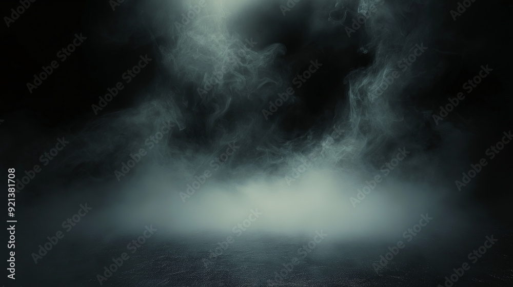 Fototapeta premium Mysterious Dark Mist over Water with Dramatic Fog and Eerie Atmosphere at Night