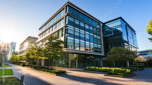 Modern Office Building at Sunset