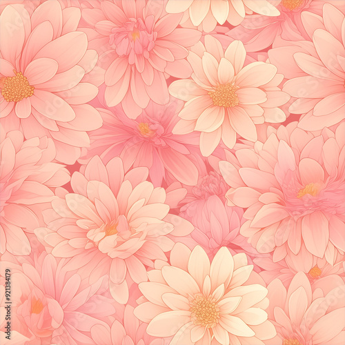 アニメ風のソフトピーチのダリアのテクスチャパターン