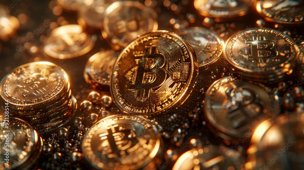 Bitcoin icon surrounded by digital tokens, representing the diverse cryptocurrency market. Bitcoin icon surrounded by digital tokens, representing the diverse cryptocurrency market.