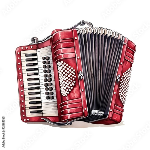 Bavarian accordion watercolor illustration for Octoberfest celebration.
