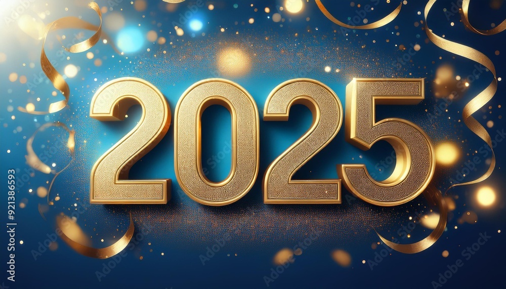 New Year 2025 celebration. Golden numbers 2025 on blue festive background. Creative holiday template for Party, greeting card, flyer, advertising. Bright New Year banner New Year 2025 celebration. Golden numbers 2025 on blue festive background. Creative holiday template for Party, greeting card, flyer, advertising. Bright New Year banner