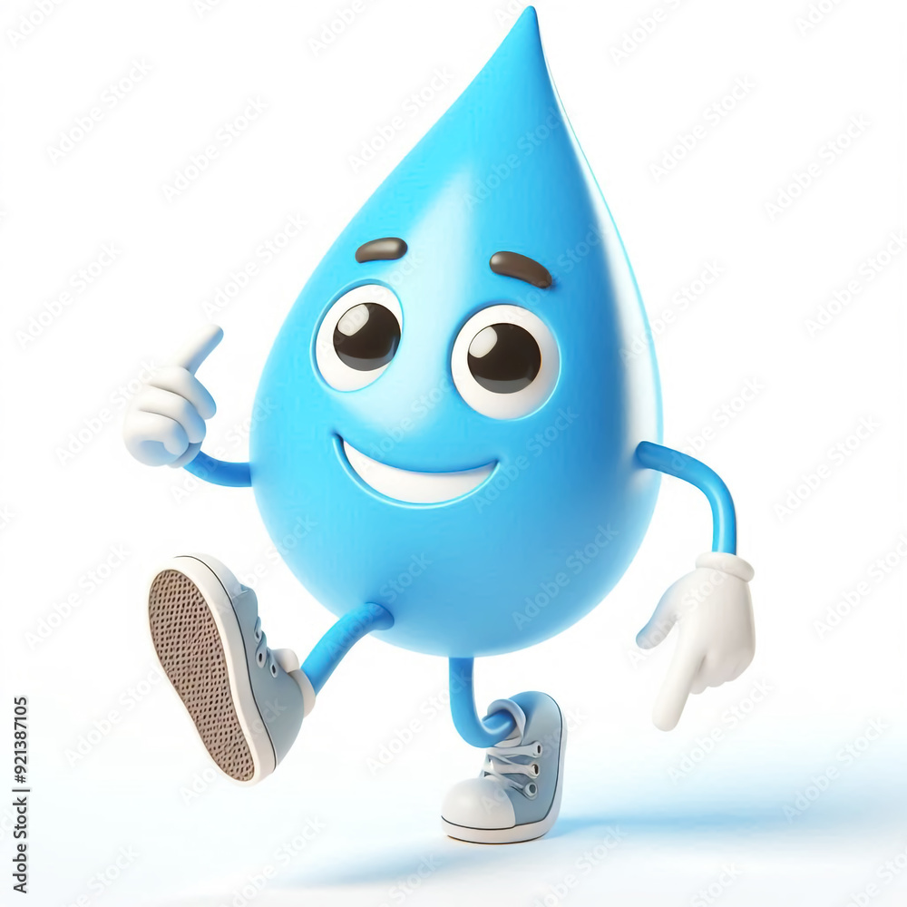 Funny water drops cartoon. Draws attention to climate change and water scarcity. World Water Day Funny water drops cartoon. Draws attention to climate change and water scarcity. World Water Day