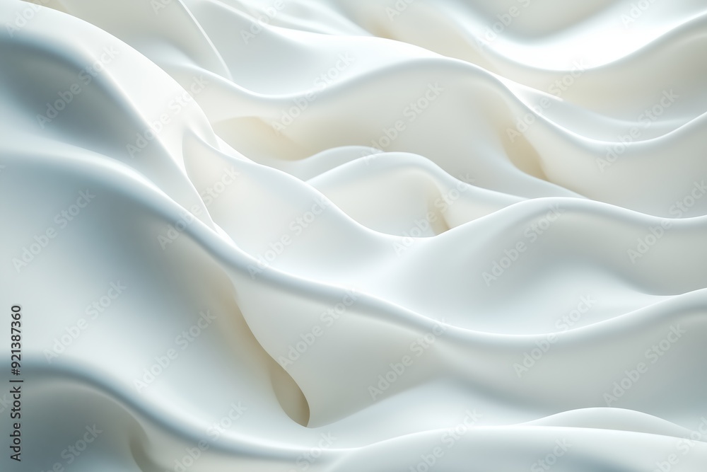 Fototapeta premium Creamy White Abstract Flowing Smooth Material Pattern Generative Illustration