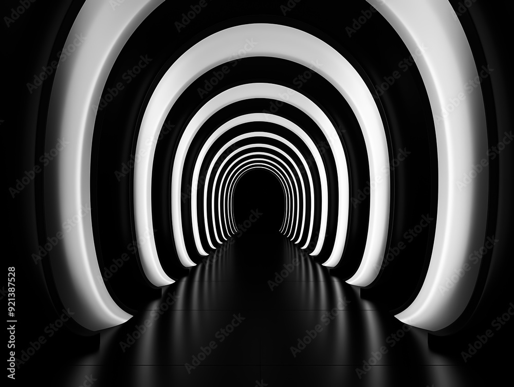 Naklejka premium Light tunnel perspective and projected shadows