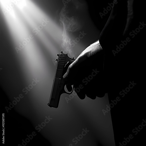 silhouette of a person with a gun