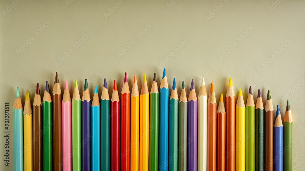 Close-up of color wooden pencils, Wood crayon, Rainbow of coloring pencils plain on background ai generated Close-up of color wooden pencils, Wood crayon, Rainbow of coloring pencils plain on background ai generated