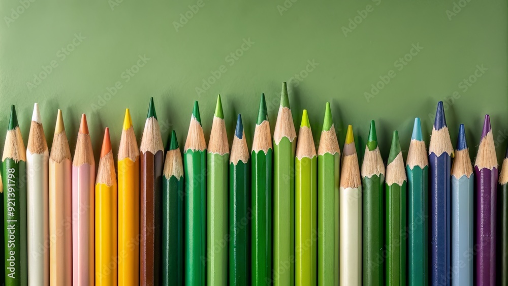 Close-up of color wooden pencils, Wood crayon, Rainbow of coloring pencils plain on background ai generated Close-up of color wooden pencils, Wood crayon, Rainbow of coloring pencils plain on background ai generated