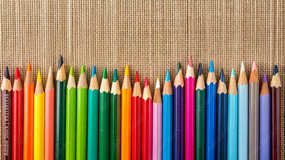 Close-up of color wooden pencils, Wood crayon, Rainbow of coloring pencils plain on background ai generated Close-up of color wooden pencils, Wood crayon, Rainbow of coloring pencils plain on background ai generated