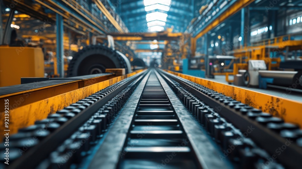 Heavy machinery at work in the manufacturing industry Heavy machinery at work in the manufacturing industry