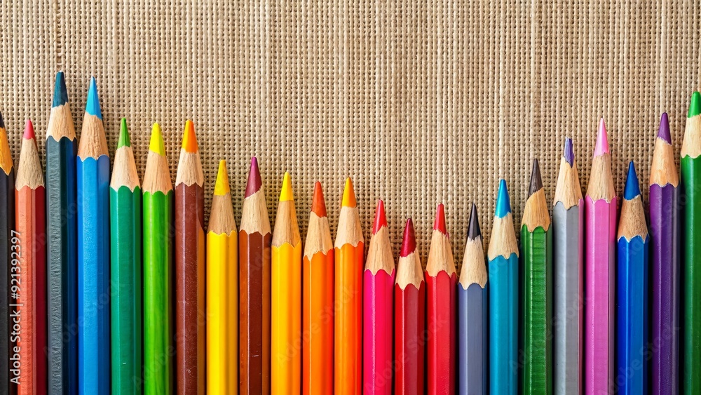Close-up of color wooden pencils, Wood crayon, Rainbow of coloring pencils plain on background ai generated Close-up of color wooden pencils, Wood crayon, Rainbow of coloring pencils plain on background ai generated