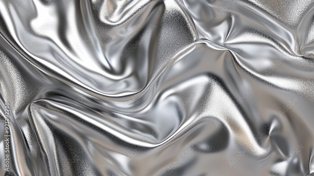 A shiny silver fabric with a pattern of dots A shiny silver fabric with a pattern of dots