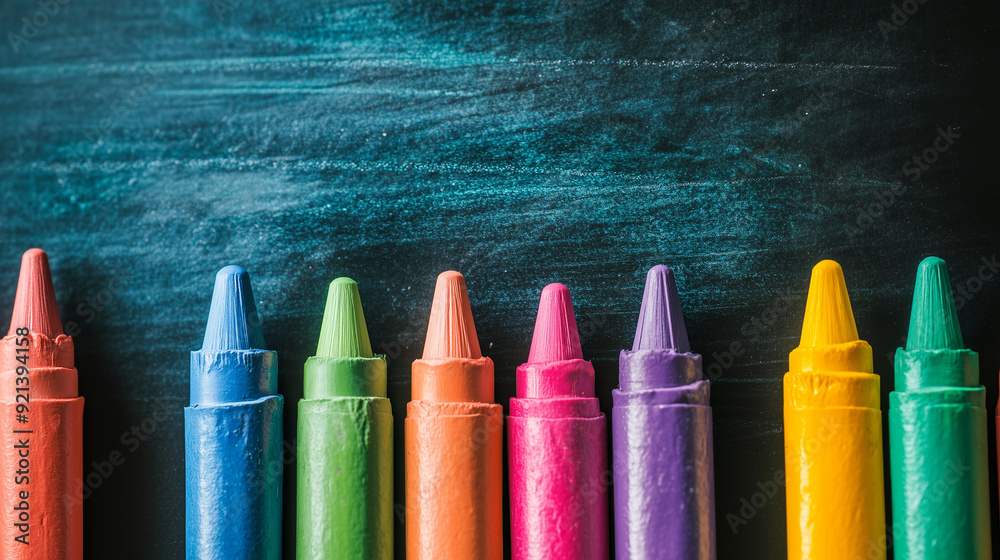 crayons on a blackboard crayons on a blackboard
