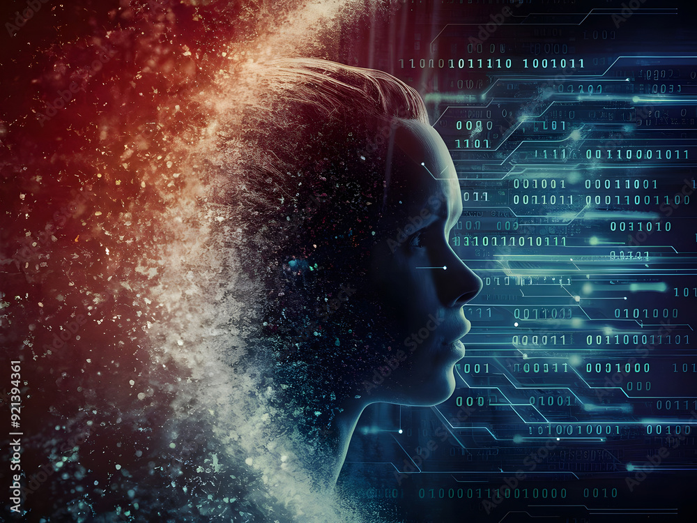 © Leonardo - Silueta de una persona futurista observando datos y códigos informáticos © Leonardo - Silueta de una persona futurista observando datos y códigos informáticos