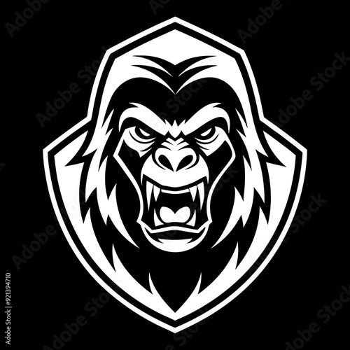 Simple Line Gorilla Head Gaming Mascot Logo - Vector Illustration, SVG Files, Cricut Cut Files, Vector Clipart, T-Shirt Graphics