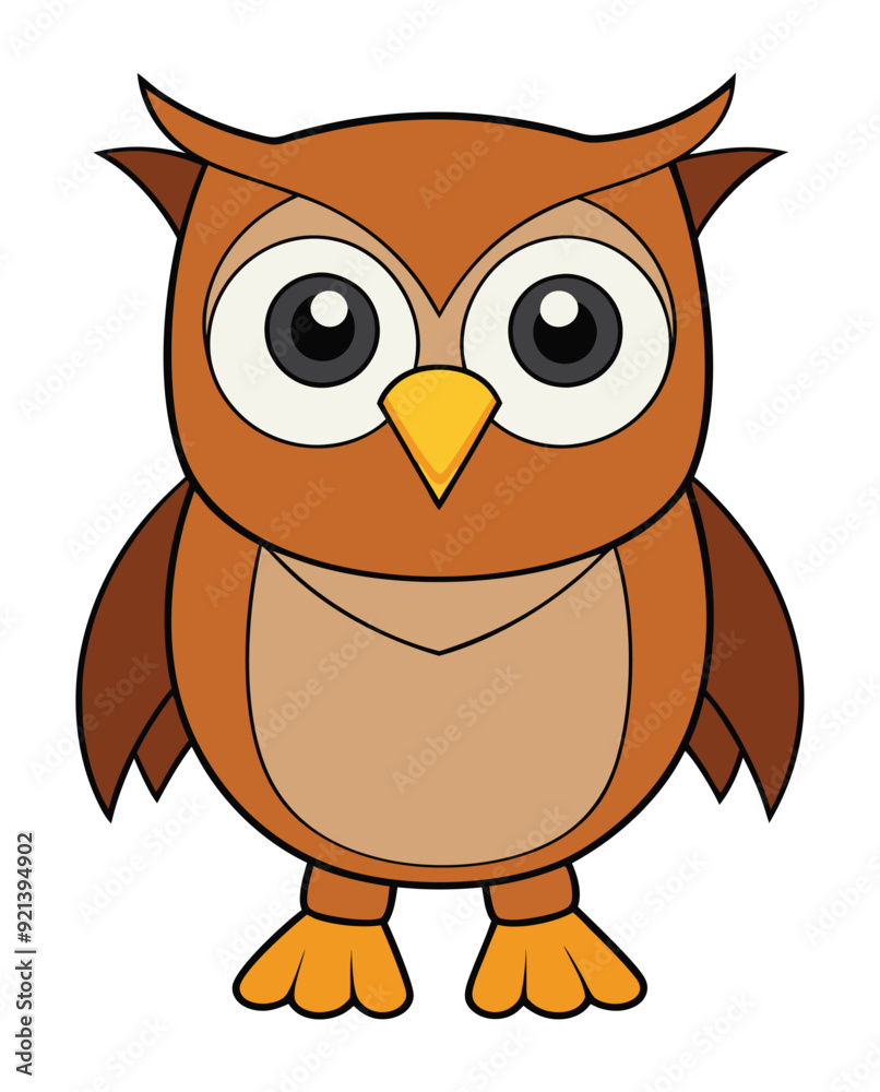 Owl cartoon character design illustration