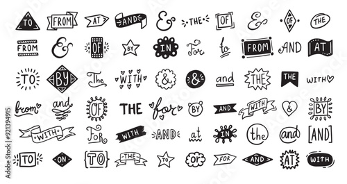 Hand drawn doodle elements set, ampersands, catchwords. vintage doodle ampersands, catchwords, calligraphy