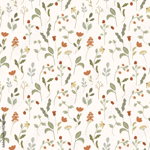 cute wildflower seamless pattern