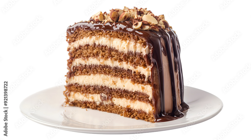 hazelnut praline cake with multiple layers, Transparent background hazelnut praline cake with multiple layers, Transparent background