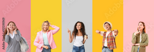 Set of positive young peopl...