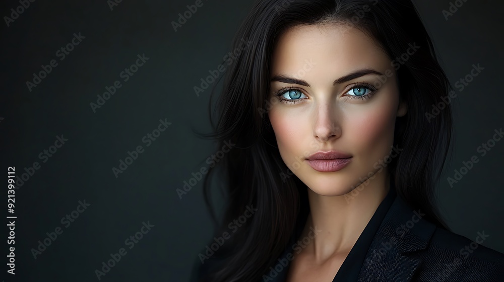 Elegant Young Woman in Formal Attire with Piercing Green Eyes - Portrait Elegant Young Woman in Formal Attire with Piercing Green Eyes - Portrait