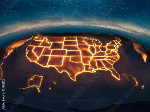 Mapa de Estados Unidos de América con sus estados delimitados