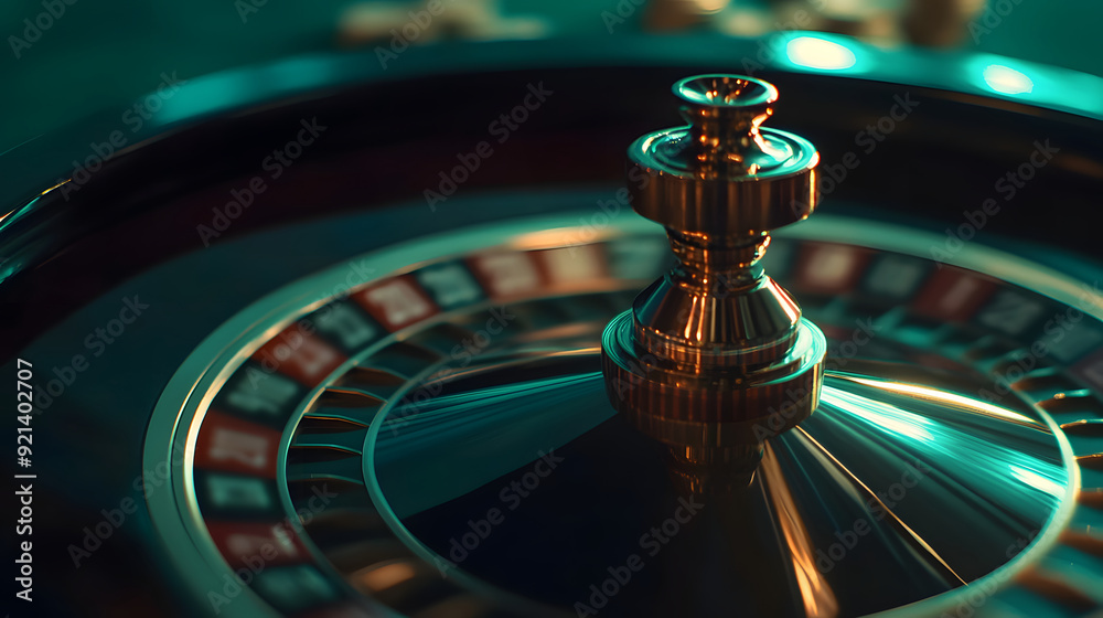Roulette wheel close up in neon light. Casino concept. Generative AI Roulette wheel close up in neon light. Casino concept. Generative AI
