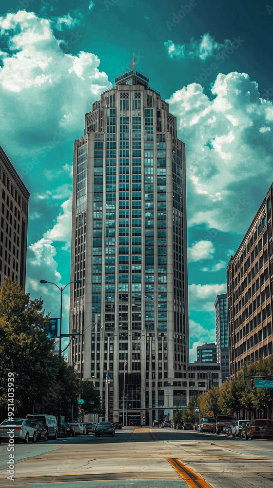 Skyscraper in Urban Cityscape on a Cloudy Day Skyscraper in Urban Cityscape on a Cloudy Day