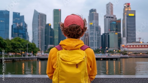 Solo Traveler In Singapore, Checking The Map With Curiosity