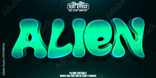 Alien editable text effect, customizable space and sci-fi 3d font style