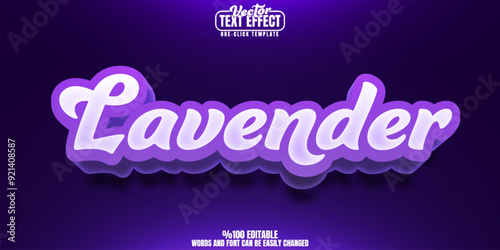 Lavender editable text effect, customizable purple and floral 3d font style