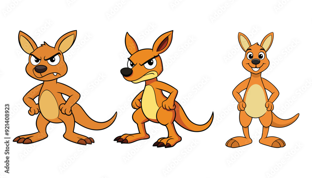 A kangaroo cartoon character design illustration set A kangaroo cartoon character design illustration set