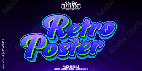 Retro editable text effect, customizable poster and vintage 3d font style